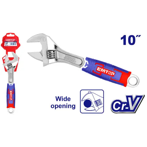 EMTOP adjustable wrench spanner 10"– versatile hand tool for tightening and loosening bolts in Qatar