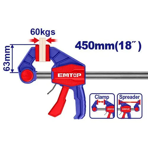 18-inch quick bar clamp by EMTOP – long-reach clamping tool in Qatar