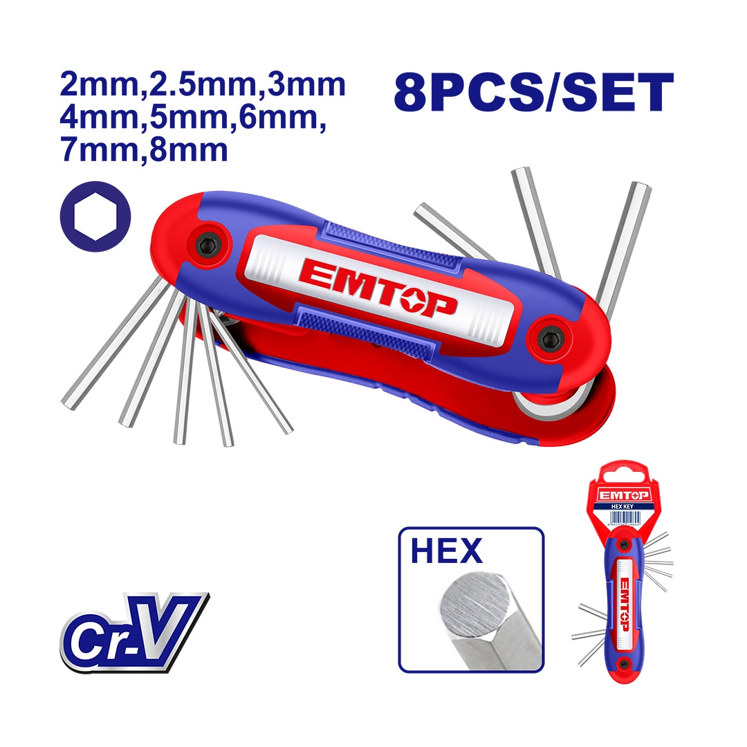EMTOP 8pcs hex key （Pocket)