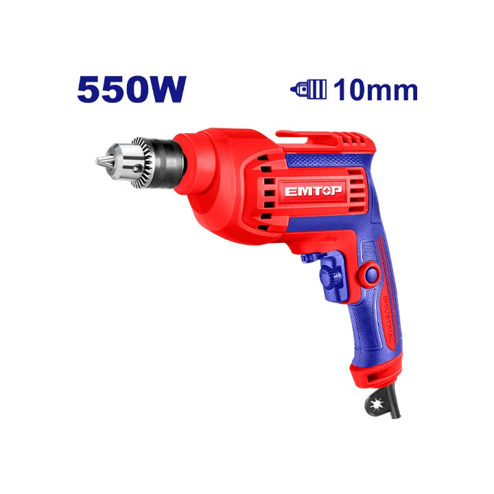 EMTOP Electric Drill 10mm 550W with Rubber Chuck – Reliable Power Tool for Precision Drilling in Qatar