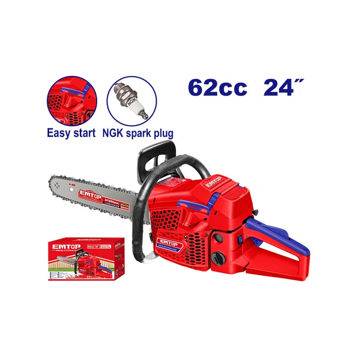 EMTOP gasoline chain saw 24" – powerful cutting garden tool for trees and wood in Qatar