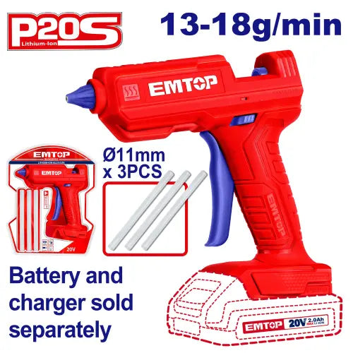 EMTOP Cordless Glue Gun 20V from the P20S tools series for easy and precise bonding in Qatar
