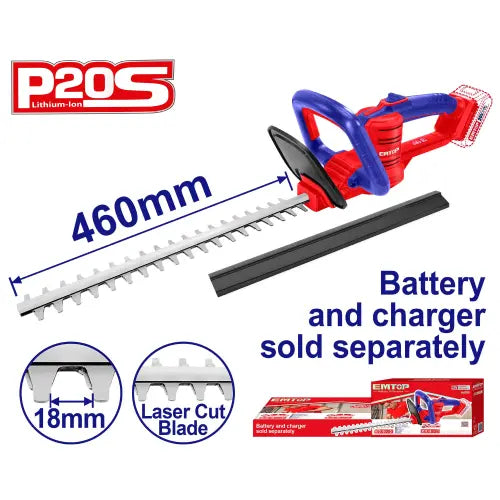 EMTOP Cordless Hedge Trimmer 20V from the P20S tools series for efficient garden trimming in Qatar