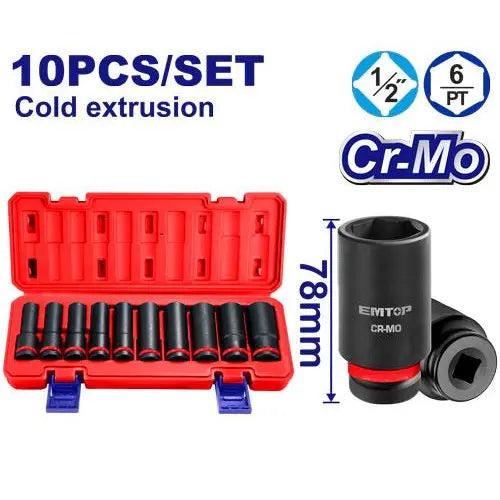 Deep impact socket set for professional hand tools, durable and reliable in Qatar