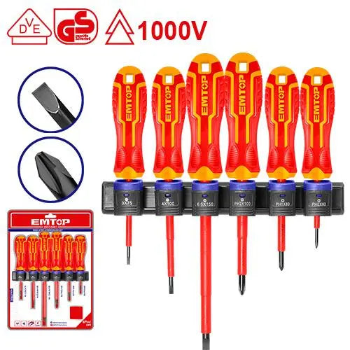 EMTOP insulated screwdriver set for electrical work – hand tools Qatar