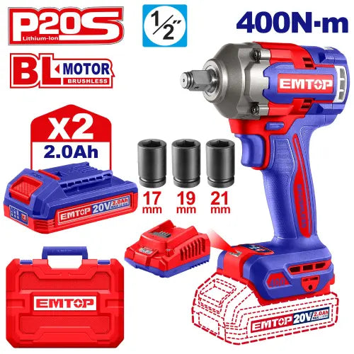 EMTOP cordless impact wrench – compact power tool for tightening and loosening bolts in Qatar.