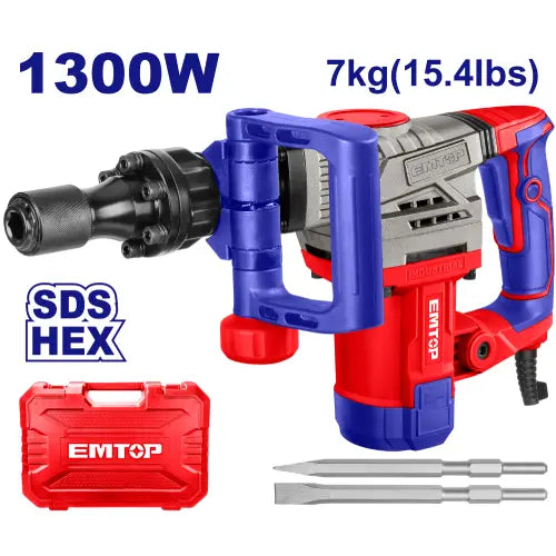 EMTOP demolition breaker 1300W – powerful and compact power tool for efficient demolition tasks in Qatar