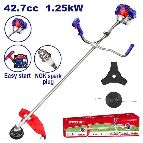 EMTOP gasoline brush cutter – dual-function garden tool for thick grass and brush in Qatar