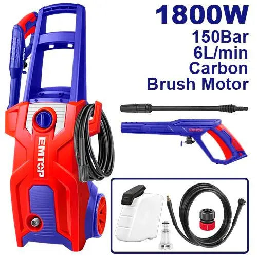 EMTOP high pressure washer 1800W – heavy-duty garden cleaning tool for homes in Qatar