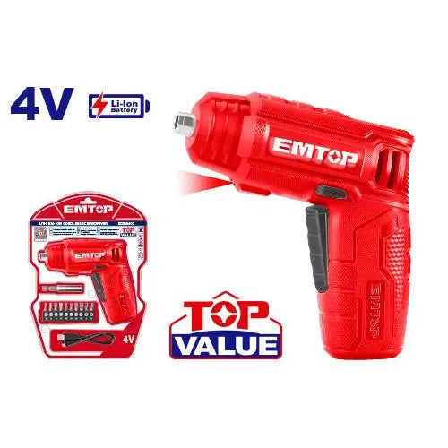 EMTOP lithium-ion cordless screwdriver 4V – compact and powerful hand-held power tool for easy fastening in Qatar