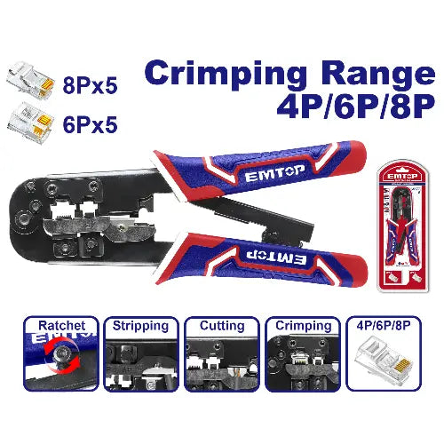 EMTOP modular plug crimper – network and telecom hand tool in Qatar