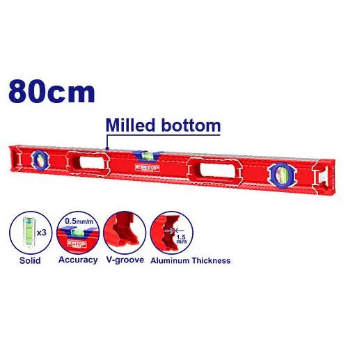 EMTOP 80cm spirit level – professional-grade measuring tool for alignment and surface leveling in Qatar.