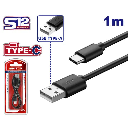 USB-A cable for EMTOP power tools – fast-charging accessory in Qatar