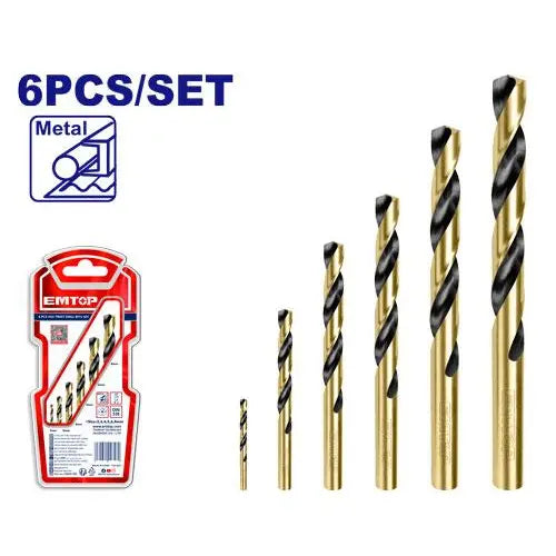 6-piece HSS drill bit set – metal drilling power tool accessories