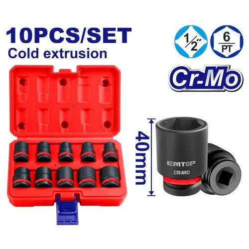 10 pcs short impact socket set 1/2 inch drive for heavy-duty fastening, reliable hand tools for mechanics in Qatar