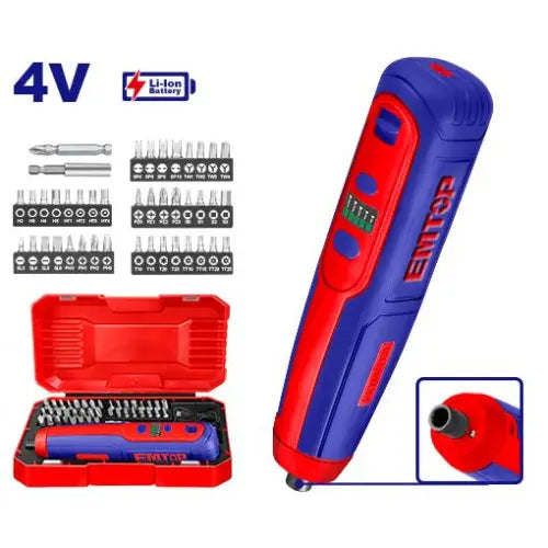 EMTOP Lithium-Ion Cordless Screwdriver 4V for compact and precise screwdriving in Qatar