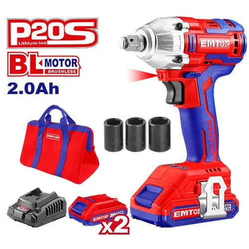 EMTOP Lithium-Ion Impact Wrench from the P20S tools series for powerful, cordless fastening in Qatar