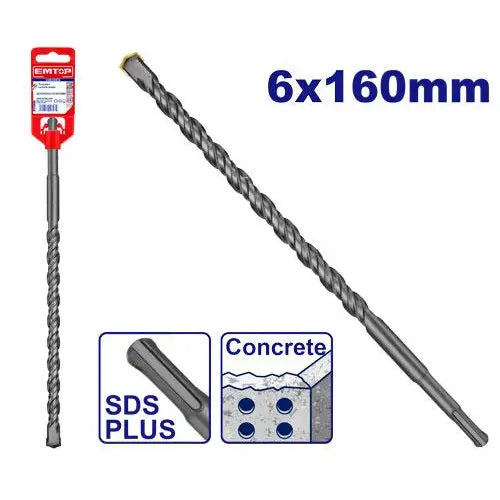 EMTOP SDS Plus hammer drill – durable and high-impact power tool accessories 6*160mm