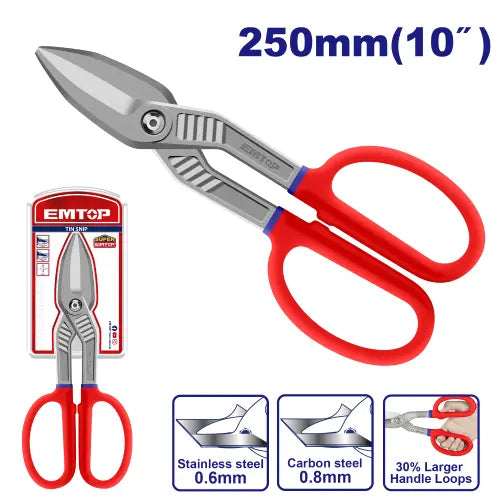 Tin snip 250mm for cutting metal sheets, durable and sharp hand tool for sheet metal work in Qatar